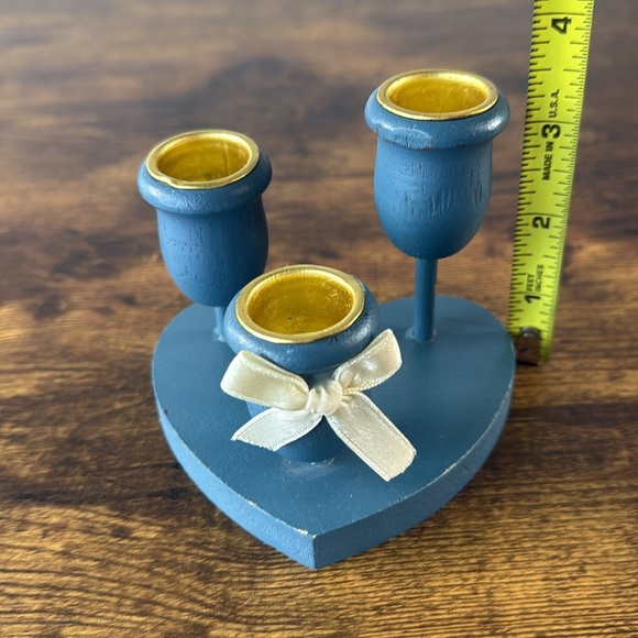 Blue and Gold Heart-Shaped Candle Holder - Picture 7 of 7